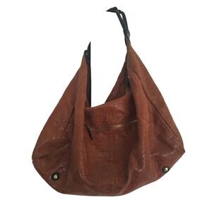 Lola Bernard Modena Rust Croc Embossed‎ Leather Purse Shoulder Bag Handbag